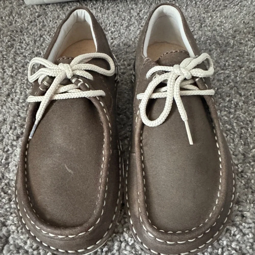 NWT Birkenstock Pasadena Brown Boat Shoes White Sole Size 7 Women Size 5 Men